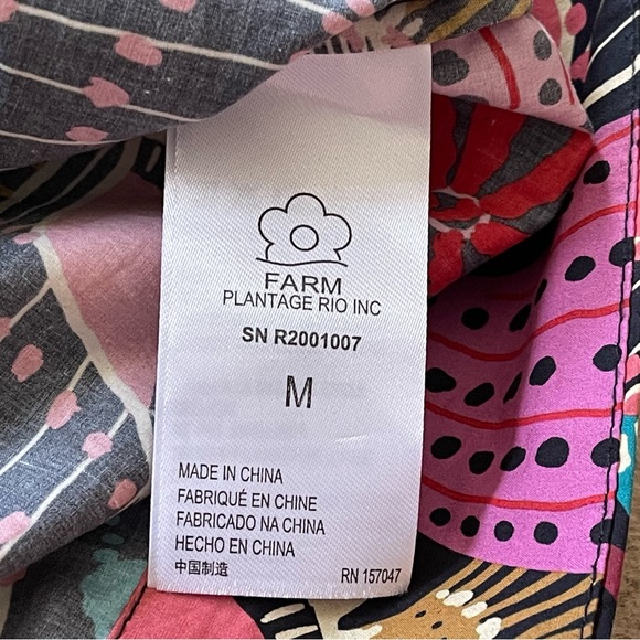 Farm Rio Shell Mix Long Cuff Blouse In Multi Size Medium New With Tags - Picture 9 of 13